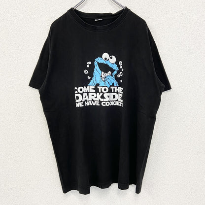 古着 used　SO101　半袖プリントTシャツ　ビッグT　セサミストリート　クッキーモンスター　クルーネック　黒　XLサイズ