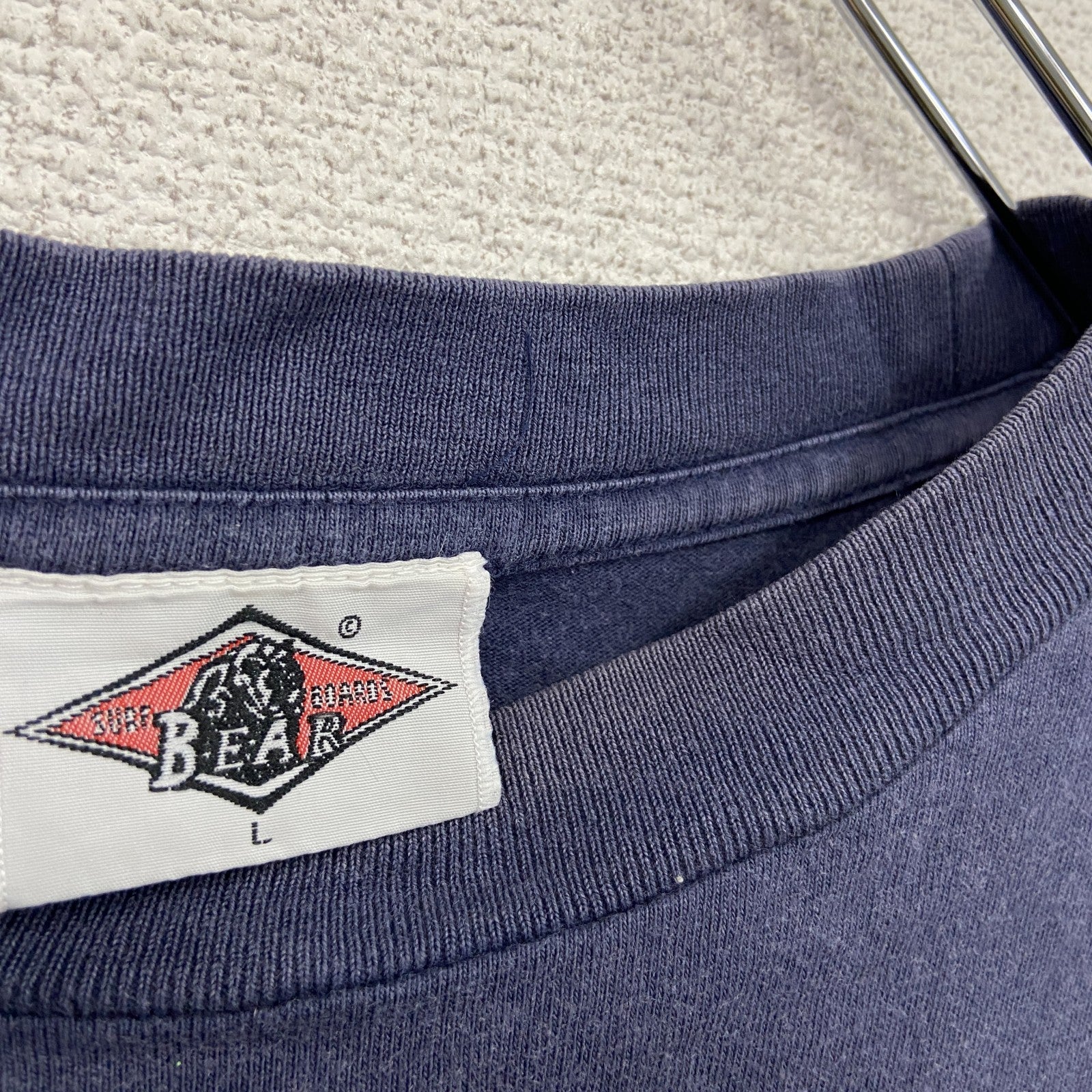 90s～　BEAR Surfboards　ベアサーフボード　半袖プリントＴシャツ　デカロゴ　ヴィンテージ　紺　ネイビー　Lサイズ