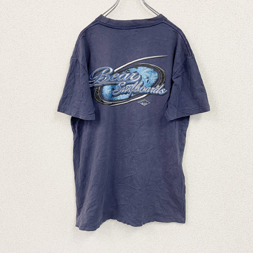 90s～　BEAR Surfboards　ベアサーフボード　半袖プリントＴシャツ　デカロゴ　ヴィンテージ　紺　ネイビー　Lサイズ