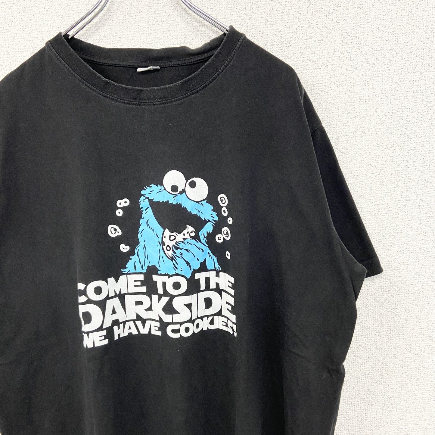 古着 used　SO101　半袖プリントTシャツ　ビッグT　セサミストリート　クッキーモンスター　クルーネック　黒　XLサイズ