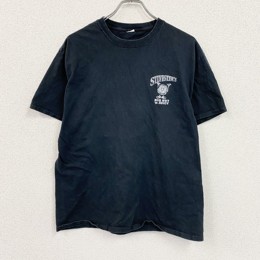 半袖プリントTシャツ　両面プリント　5連プリント　英字プリント　黒　ブラック