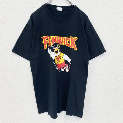 古着 used　PORT＆COMPANY　半袖プリントTシャツ　FENWICK　クルーネック　カジュアル　ブラック　黒　Mサイズ