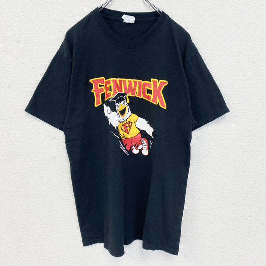 古着 used　PORT＆COMPANY　半袖プリントTシャツ　FENWICK　クルーネック　カジュアル　ブラック　黒　Mサイズ