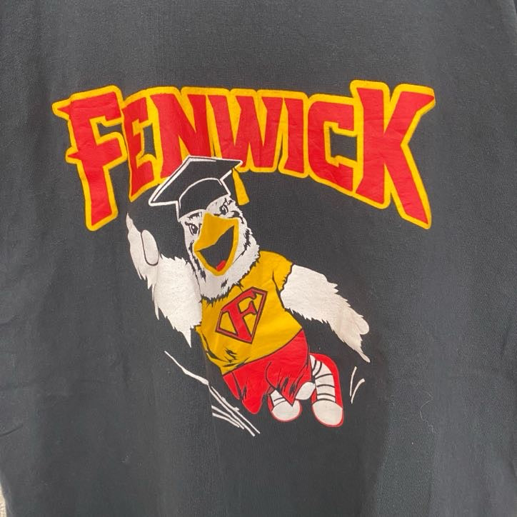 古着 used　PORT＆COMPANY　半袖プリントTシャツ　FENWICK　クルーネック　カジュアル　ブラック　黒　Mサイズ