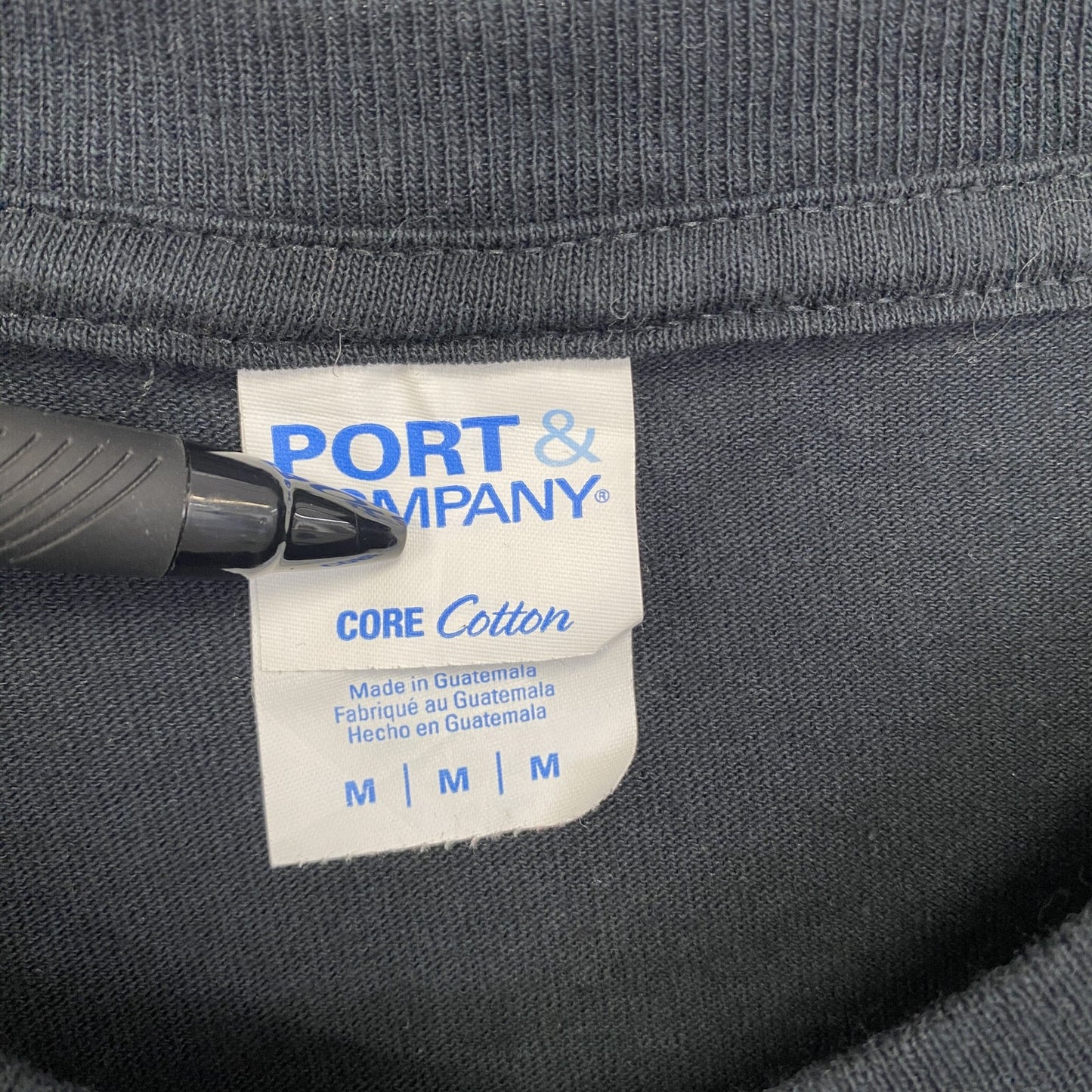 古着 used　PORT＆COMPANY　半袖プリントTシャツ　FENWICK　クルーネック　カジュアル　ブラック　黒　Mサイズ