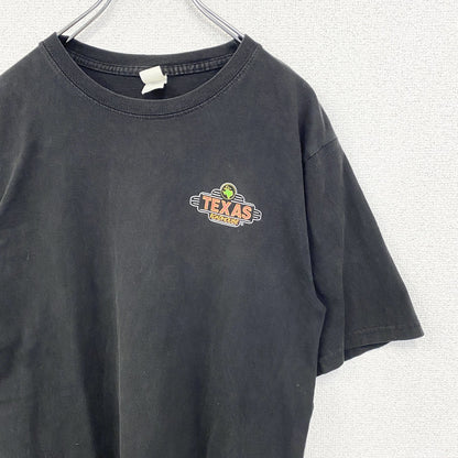 古着 used　PRINT Tex U.S.A.　半袖プリントTシャツ　クルーネック　テキサス　ROADHOUSE　黒　Mサイズ