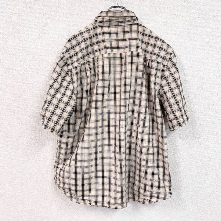 Carhartt　カーハート　半袖ボタンダウンシャツ　ダブルポケット　ギンガムチェック　ベージュ　XLサイズ
