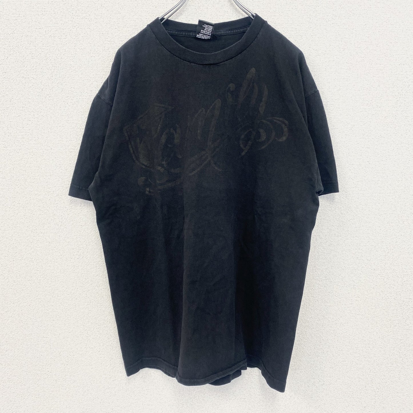 古着 used　FAMOUS STARS&STRAPS　半袖ダメージプリントTシャツ　クルーネック　カジュアル　黒　Lサイズ