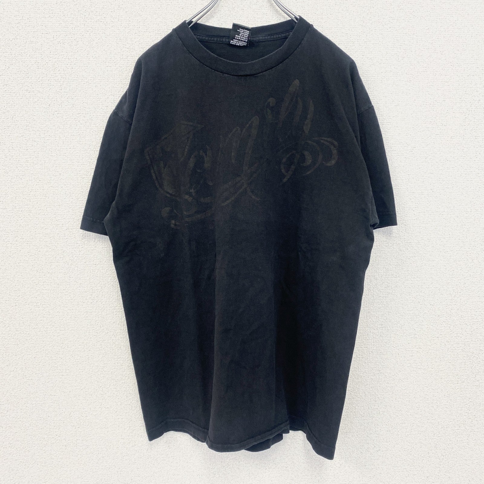 古着 used　FAMOUS STARS&STRAPS　半袖ダメージプリントTシャツ　クルーネック　カジュアル　黒　Lサイズ
