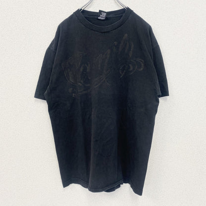古着 used　FAMOUS STARS&STRAPS　半袖ダメージプリントTシャツ　クルーネック　カジュアル　黒　Lサイズ