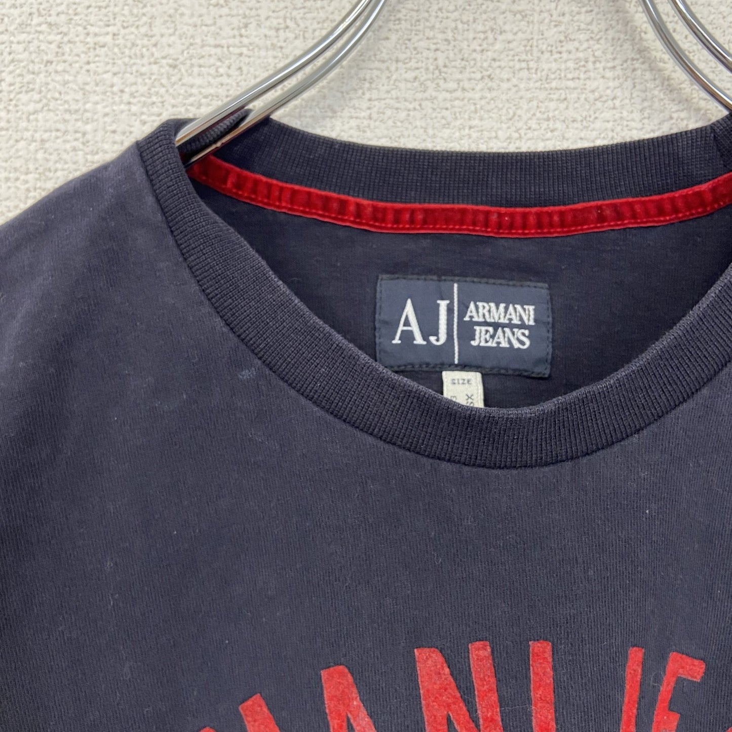 古着 used　ARMANI JEANS アルマーニ ジーンズ　半袖プリントTシャツ　カジュアル　クルーネック　黒　XSサイズ