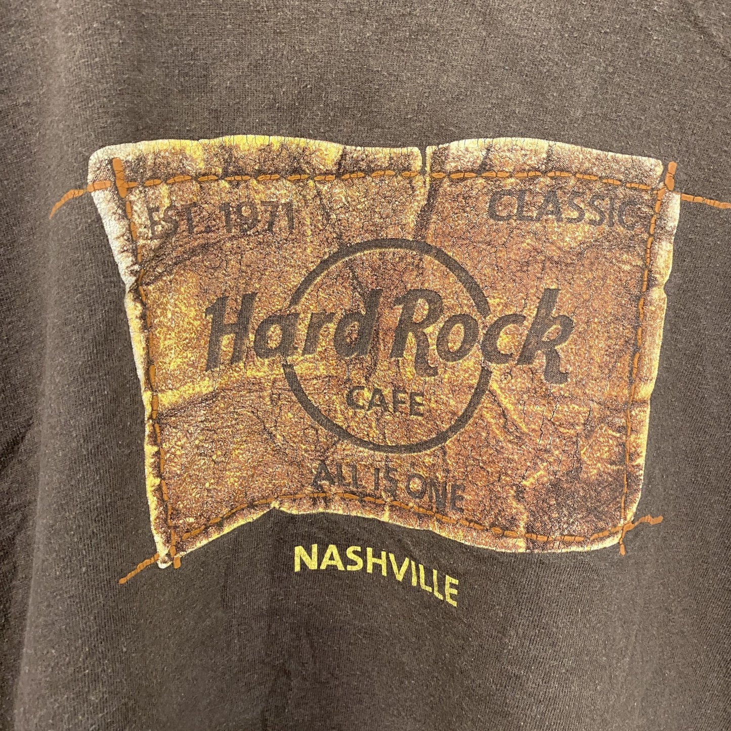 Hard Rock CAFE　ハードロックカフェ　半袖プリントTシャツ　茶色　ブラウン　Mサイズ