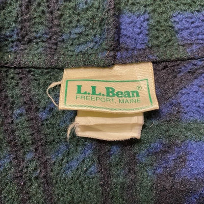 古着 used　90s　L.L.Bean　エルエルビーン　長袖チェック柄フリースジャケット　総柄パーカー　緑　ヴィンテージ