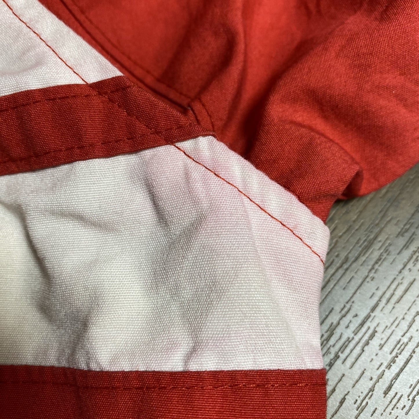 古着 used　The Men's Store　長袖ハイネックブルゾン　厚手ジャケット　フード収納　赤　レッド　秋冬服