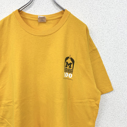 古着 used　GILDAN ギルダン　半袖プリントTシャツ　ビッグT　MIZZZOU.　クルーネック　黄色　イエロー　XLサイズ