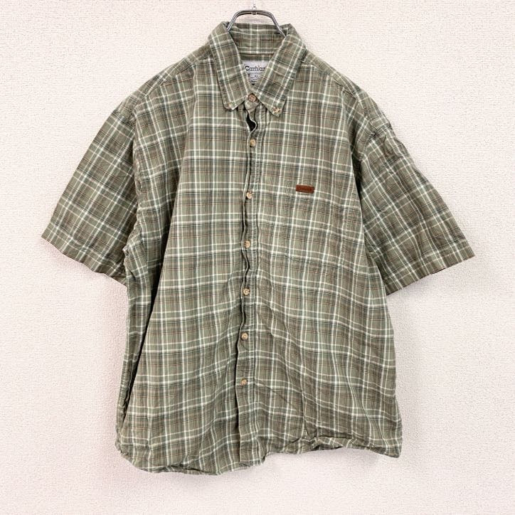 Carhartt　カーハート　半袖ボタンダウンシャツ　チェック柄　緑　グリーン　XLサイズ