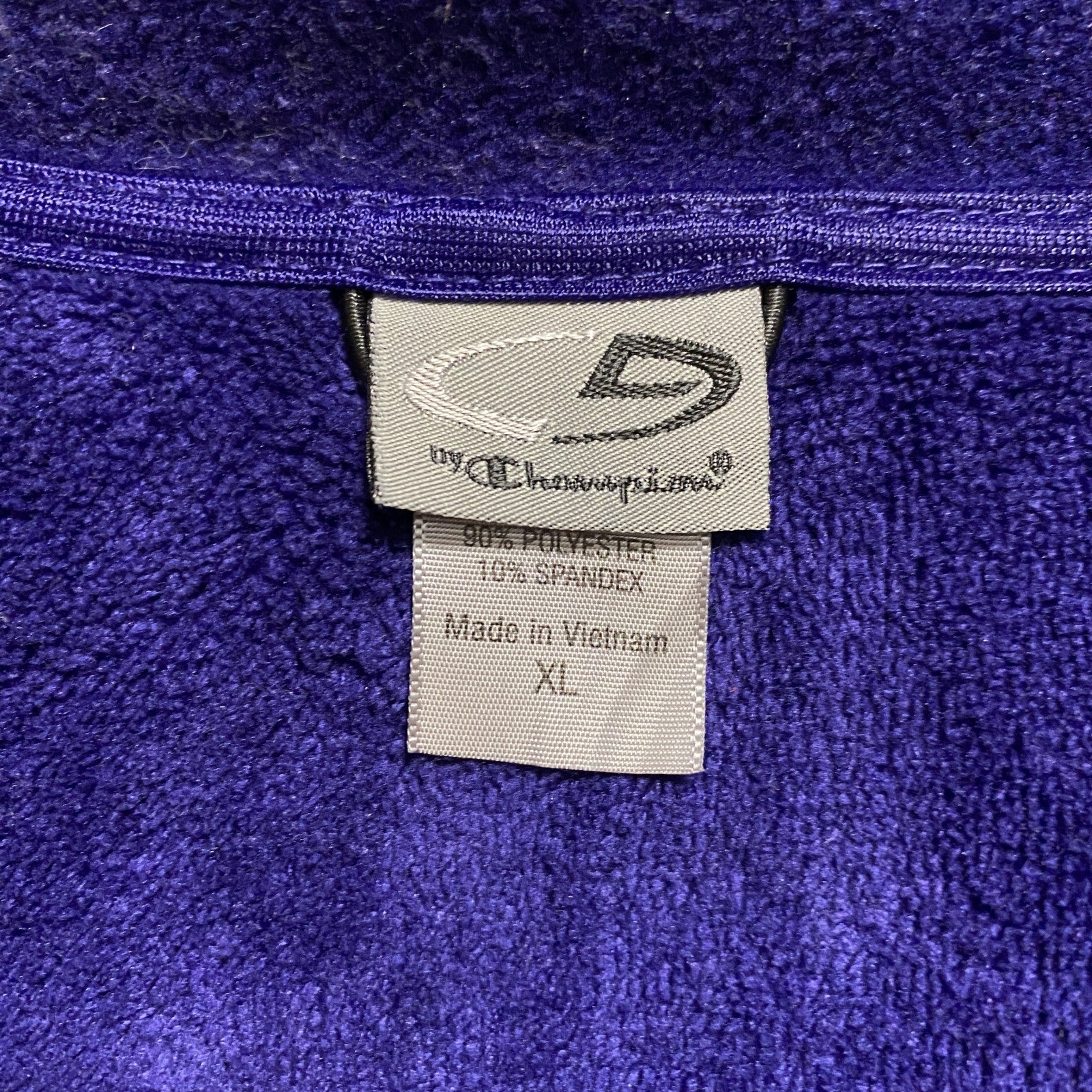 古着 used　C9　Champion　チャンピオン　長袖ポイントプリントフリースジャケット　青　ビックシルエット　XLサイズ