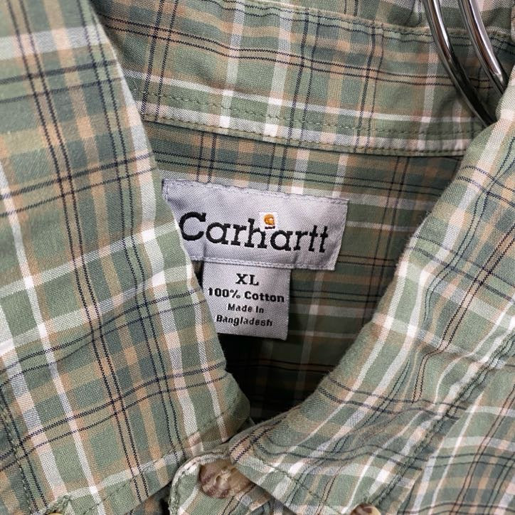 Carhartt　カーハート　半袖ボタンダウンシャツ　チェック柄　緑　グリーン　XLサイズ