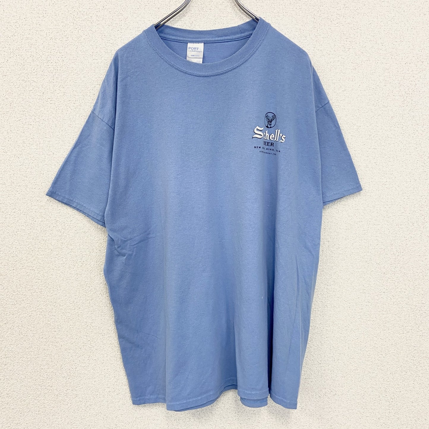 古着 used　PORT＆COMPANY　半袖プリントTシャツ　Bavarian Blast　クルーネック　ブルー　青　XLサイズ