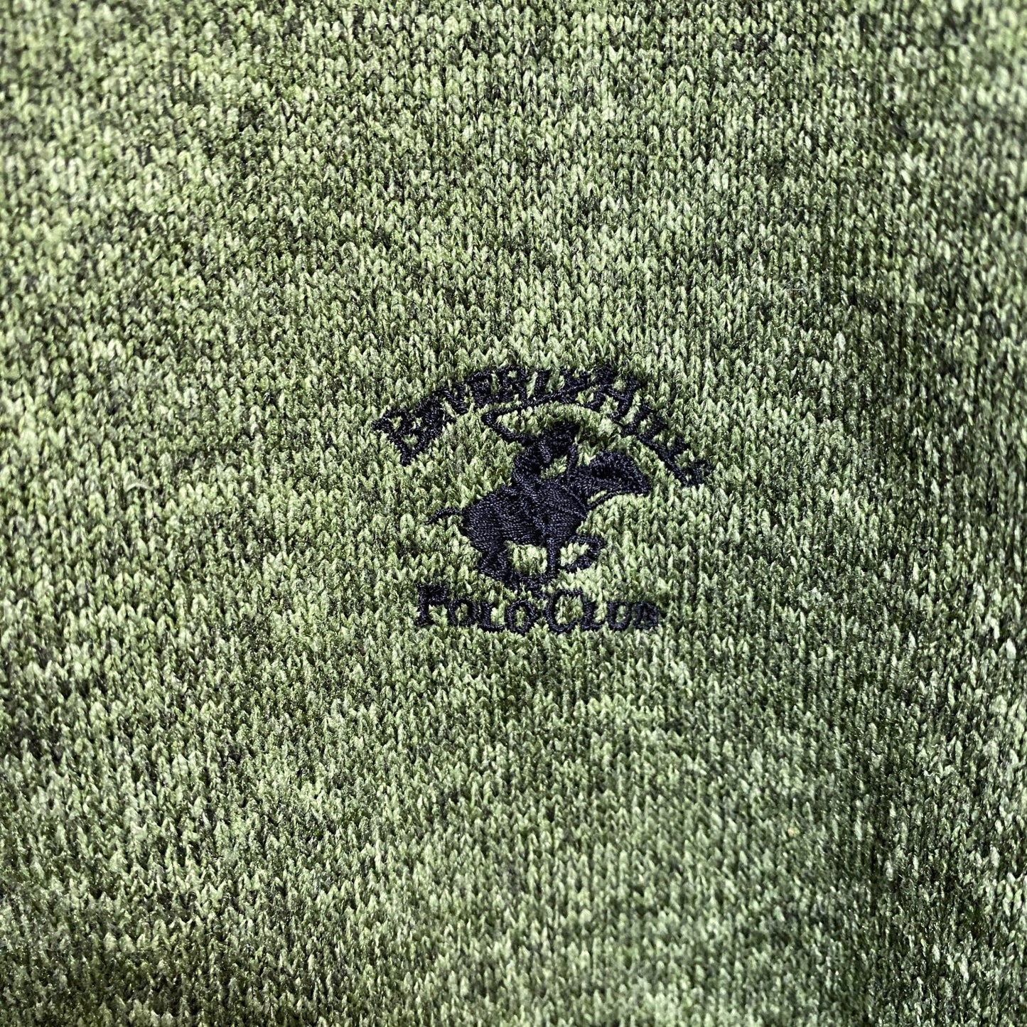 古着 used　BEVERLY HILLS POLOCLUB　長袖ワンポイント刺繍フリースジャケット　緑　グリーン　Mサイズ