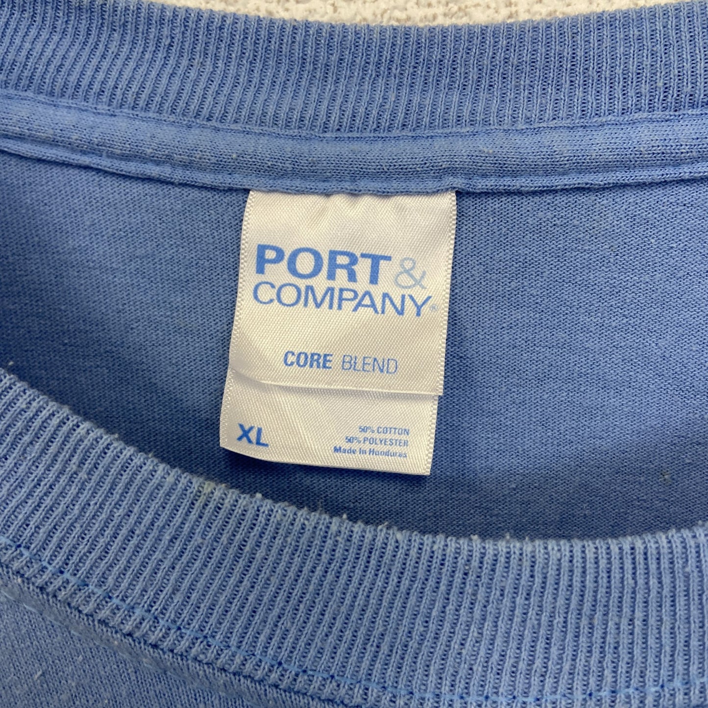 古着 used　PORT＆COMPANY　半袖プリントTシャツ　Bavarian Blast　クルーネック　ブルー　青　XLサイズ