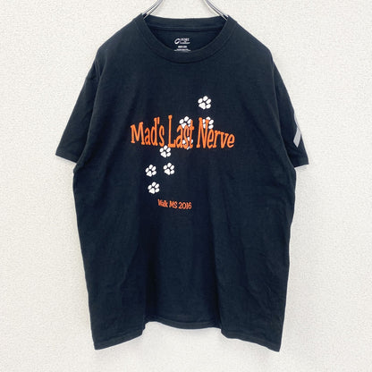 古着 used　PORT&COMPANY　半袖プリントTシャツ　Mad‘s Last Nerve　クルーネック　黒　Lサイズ