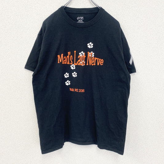 古着 used　PORT&COMPANY　半袖プリントTシャツ　Mad‘s Last Nerve　クルーネック　黒　Lサイズ