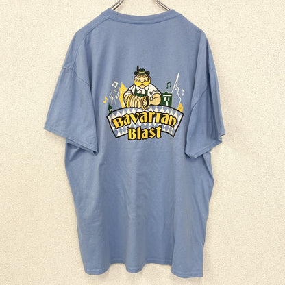 古着 used　PORT＆COMPANY　半袖プリントTシャツ　Bavarian Blast　クルーネック　ブルー　青　XLサイズ