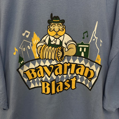 古着 used　PORT＆COMPANY　半袖プリントTシャツ　Bavarian Blast　クルーネック　ブルー　青　XLサイズ
