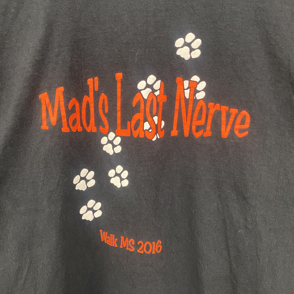 古着 used　PORT&COMPANY　半袖プリントTシャツ　Mad‘s Last Nerve　クルーネック　黒　Lサイズ