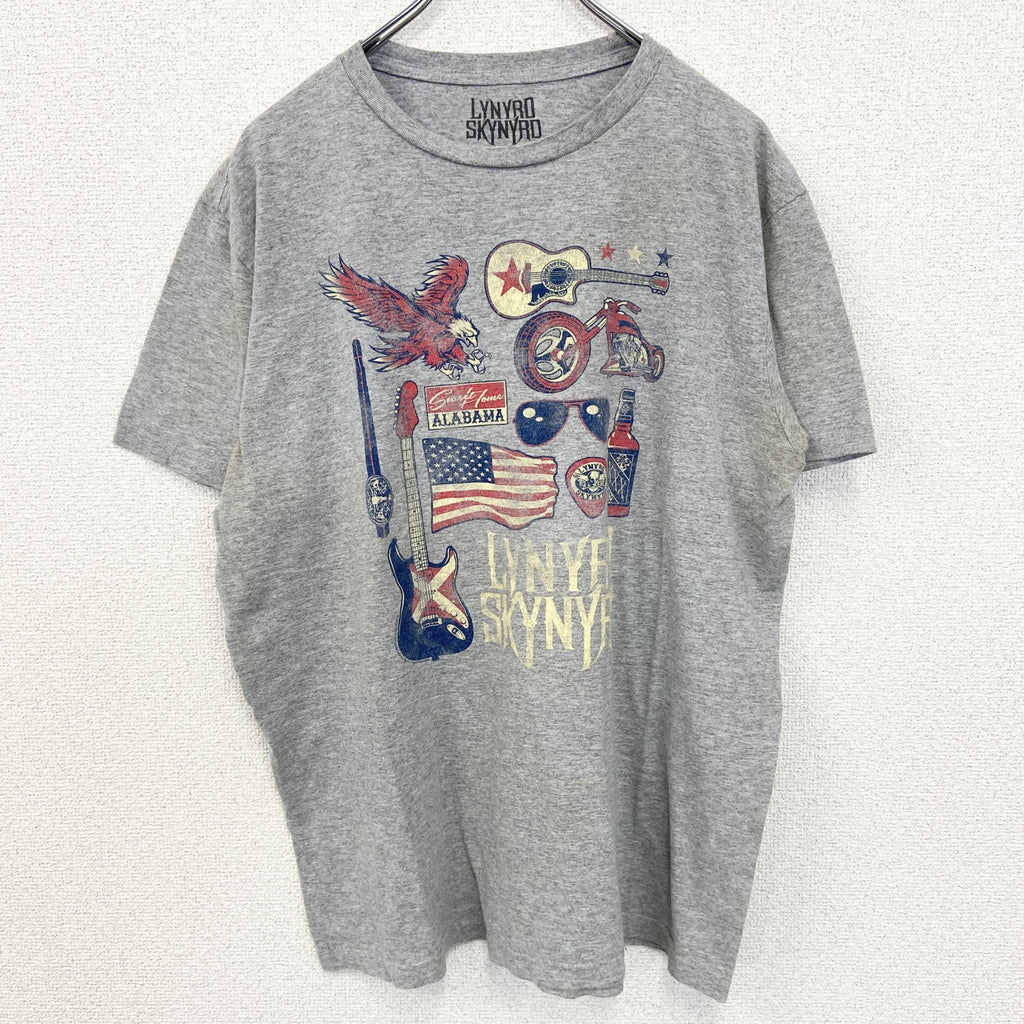 古着 used　LYNYRD SKYNYRD　レーナード スキナード　半袖プリントTシャツ　クルーネック　グレー　Lサイズ