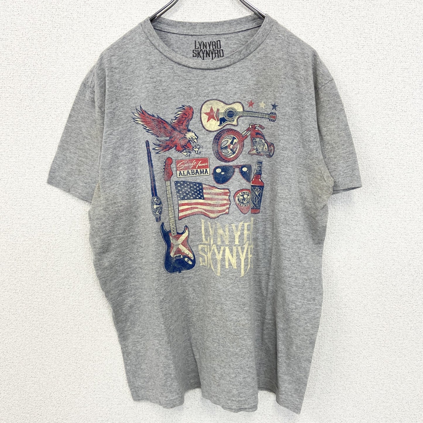 古着 used　LYNYRD SKYNYRD　レーナード スキナード　半袖プリントTシャツ　クルーネック　グレー　Lサイズ