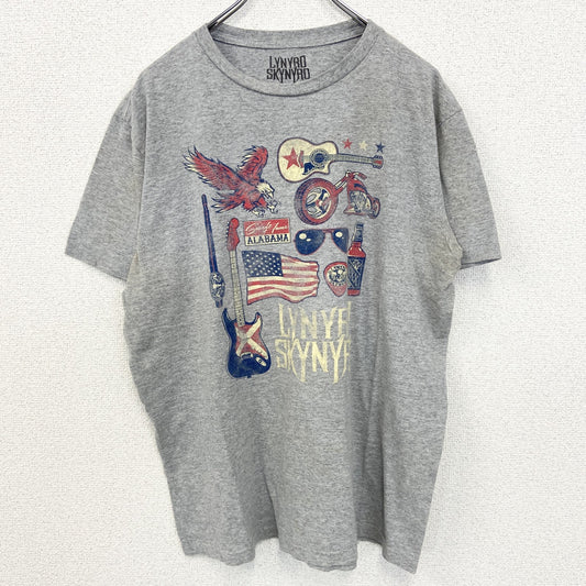 古着 used　LYNYRD SKYNYRD　レーナード スキナード　半袖プリントTシャツ　クルーネック　グレー　Lサイズ