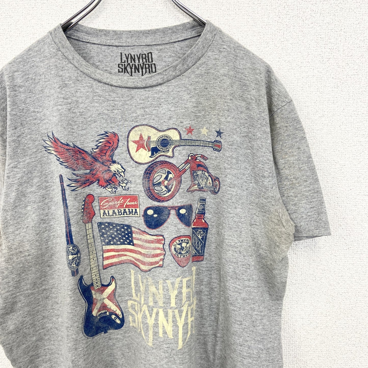 古着 used　LYNYRD SKYNYRD　レーナード スキナード　半袖プリントTシャツ　クルーネック　グレー　Lサイズ