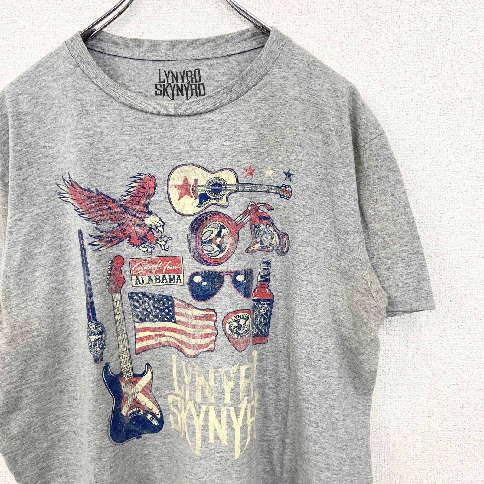 古着 used　LYNYRD SKYNYRD　レーナード スキナード　半袖プリントTシャツ　クルーネック　グレー　Lサイズ