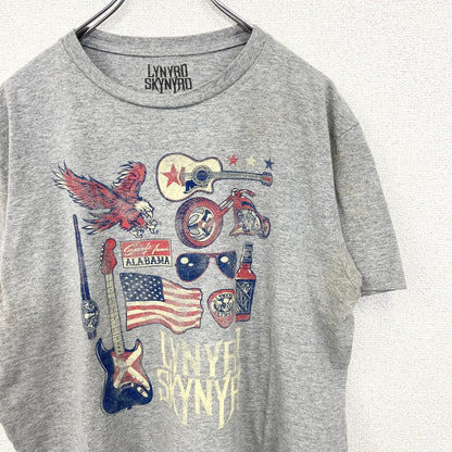 古着 used　LYNYRD SKYNYRD　レーナード スキナード　半袖プリントTシャツ　クルーネック　グレー　Lサイズ