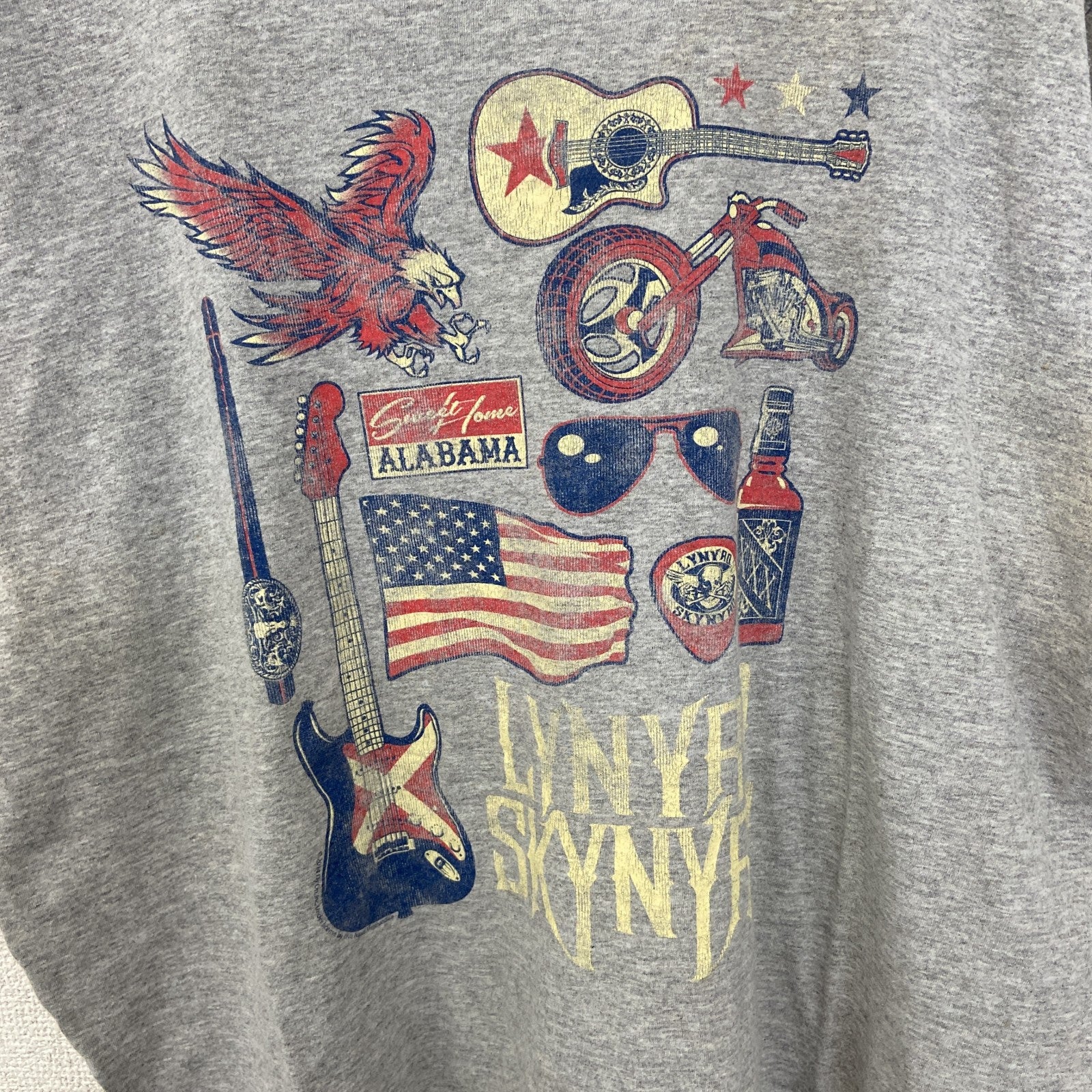古着 used　LYNYRD SKYNYRD　レーナード スキナード　半袖プリントTシャツ　クルーネック　グレー　Lサイズ