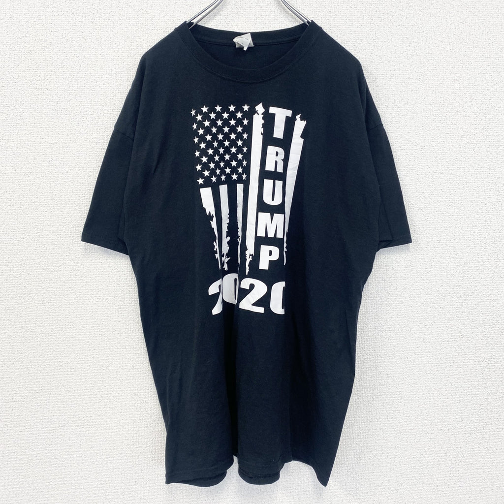 古着 used　JERZEES　半袖プリントTシャツ　ドナルド・トランプ　TRUMP　2020　クルーネック　黒　XLサイズ