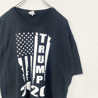古着 used　JERZEES　半袖プリントTシャツ　ドナルド・トランプ　TRUMP　2020　クルーネック　黒　XLサイズ