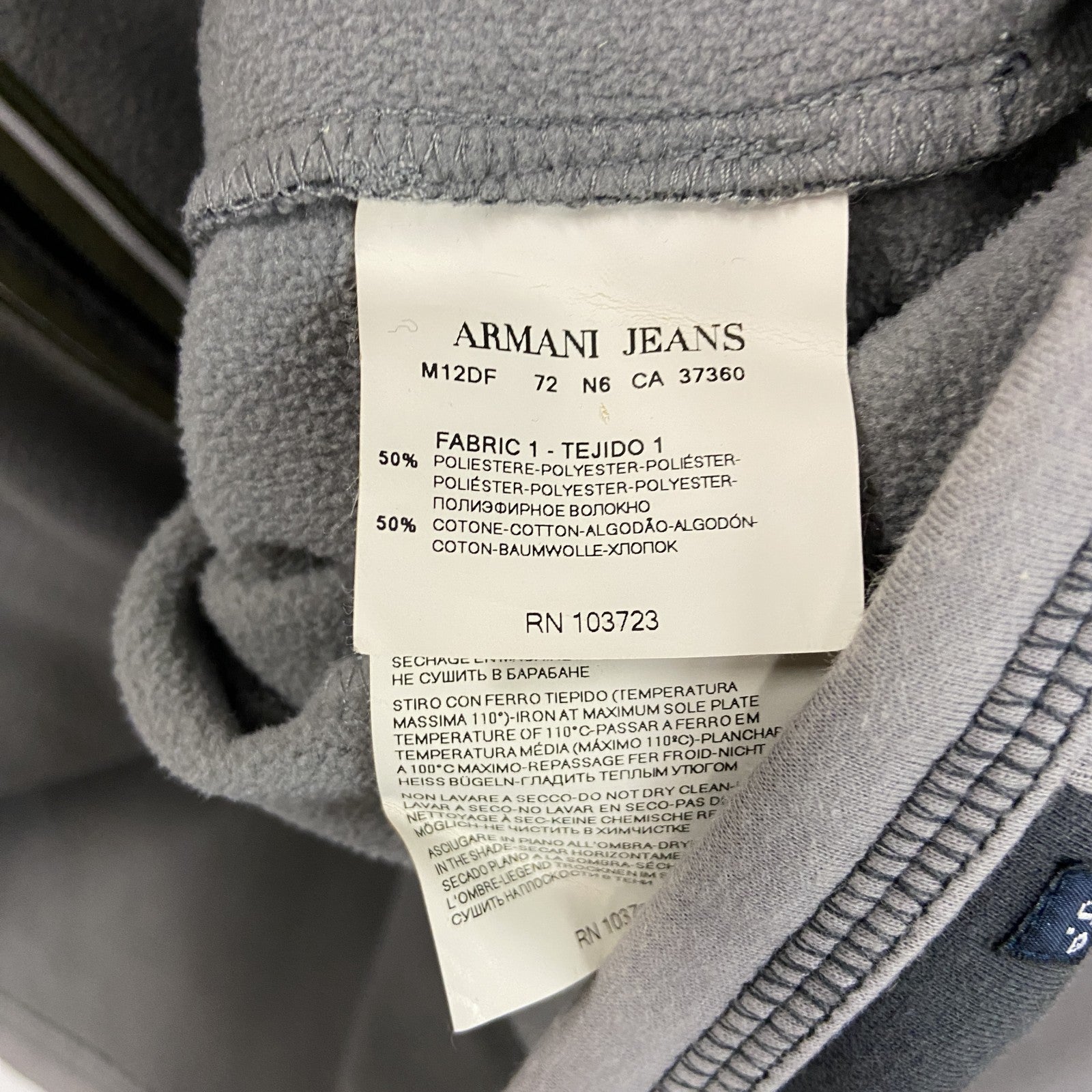 ARMANI JEANS 　アルマーニ ジーンズ　フルジップスウェットジャケット　ダークグレー　Mサイズ　
