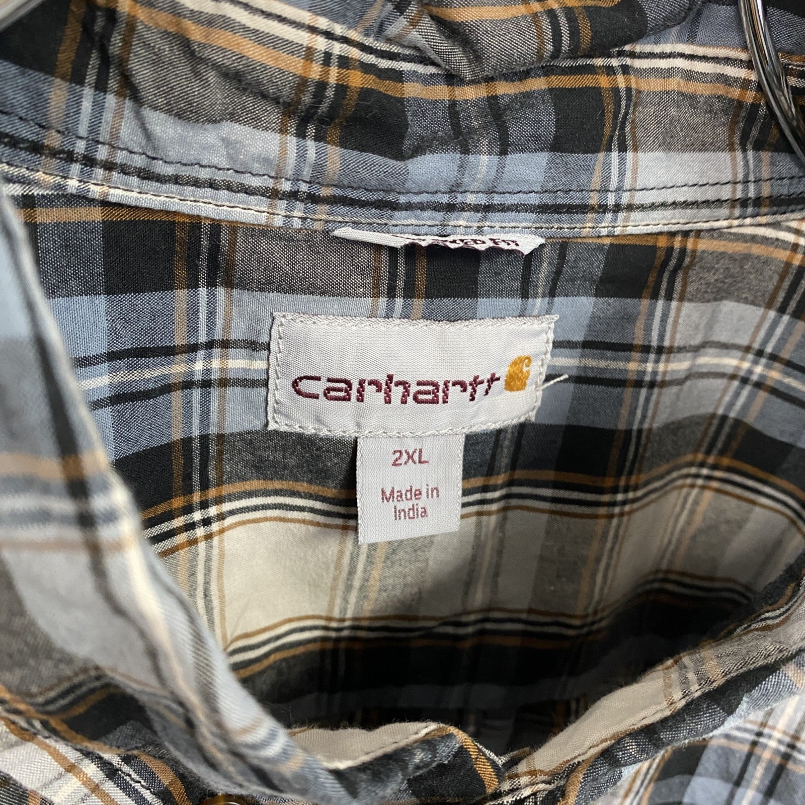 Carhartt　カーハート　半袖ボタンダウンシャツ　チェック柄　オンブレチェック　青　ブルー　2XLサイズ