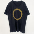 古着 used　NEXT LEVEL APPAREL　半袖プリントロゴTシャツ　レトロデザイン　Vネック　黒　ブラック　Lサイズ