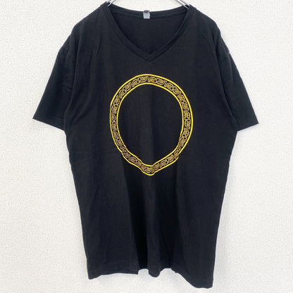 古着 used　NEXT LEVEL APPAREL　半袖プリントロゴTシャツ　レトロデザイン　Vネック　黒　ブラック　Lサイズ