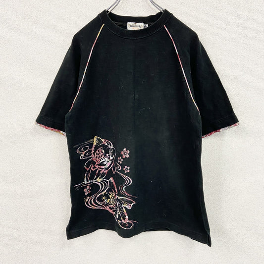 絡繰魂　からくりだましい　半袖プリントＴシャツ　和柄　黒　ブラック　Lサイズ