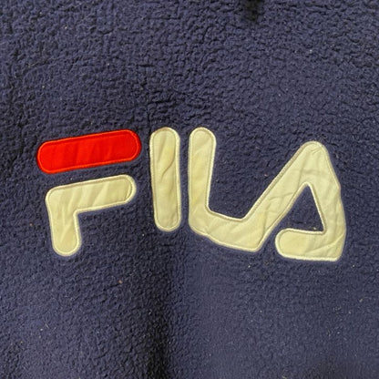 FILA　フィラ　フリースパーカー/フーディー　ワッペン　デカロゴ　シンプル　紺　ネイビー　Ｌサイズ