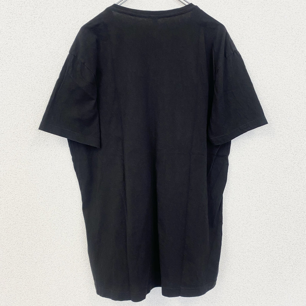 古着 used　NEXT LEVEL APPAREL　半袖プリントロゴTシャツ　レトロデザイン　Vネック　黒　ブラック　Lサイズ