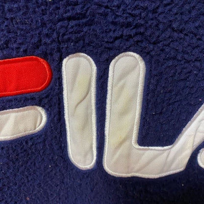 FILA　フィラ　フリースパーカー/フーディー　ワッペン　デカロゴ　シンプル　紺　ネイビー　Ｌサイズ