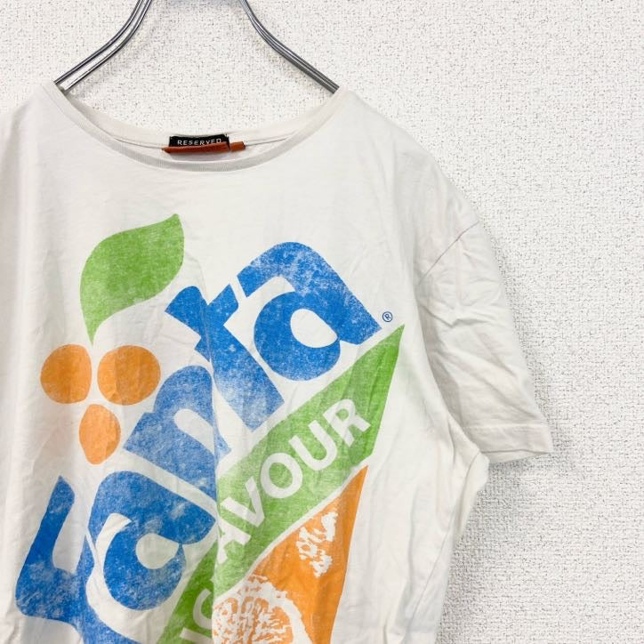 古着 used　RESERVED　半袖プリントTシャツ　Fanta　ファンタ　オレンジフレーバー　白　ホワイト　Mサイズ