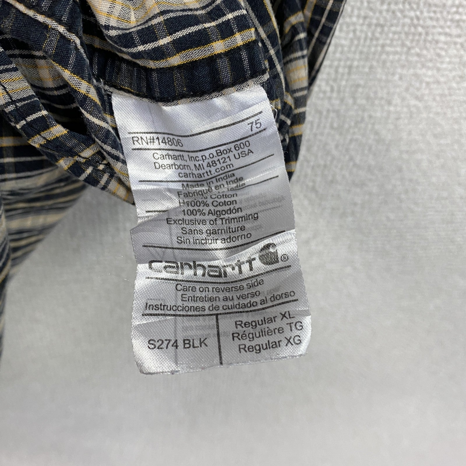 Carhartt　カーハート　半袖ボタンダウンシャツ　チェック柄　XLサイズ