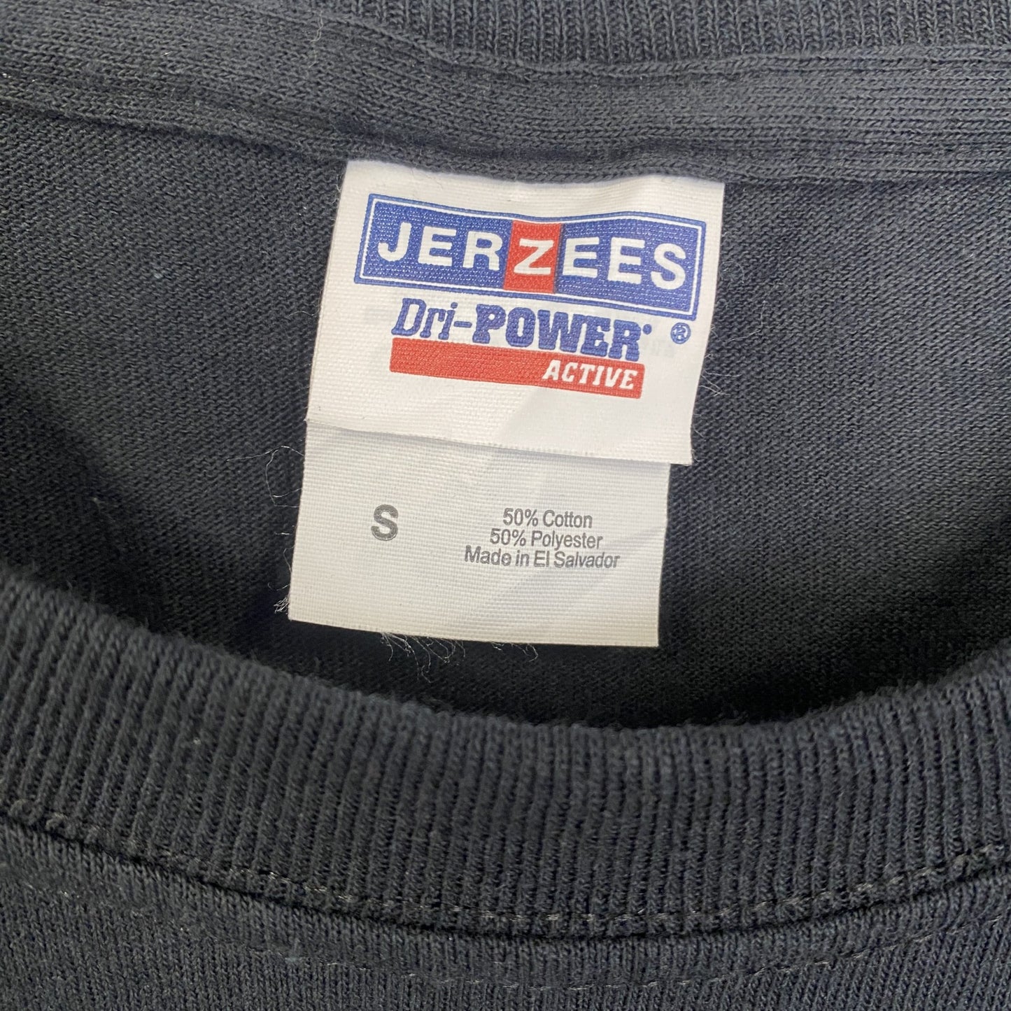 古着 used　JERZEES　ジャージーズ　半袖プリントロゴTシャツ　レトロデザイン　クルーネック　黒　ブラック　Sサイズ